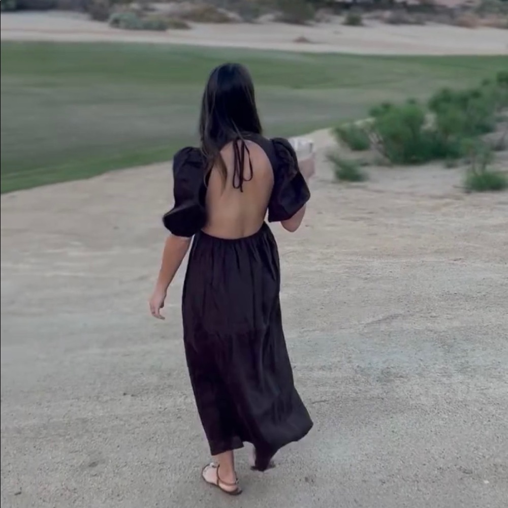 DISSH CLAUDIA DARK CHOC LINEN MIDI DRESS - Picture 8 of 9